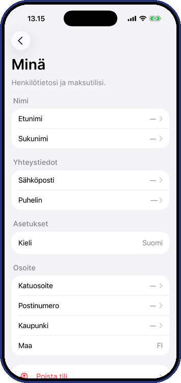 Dina uppgifter på fliken Jag i Truster-appen